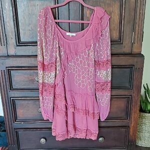LoveShackFancy Pink Lace Mini Dress